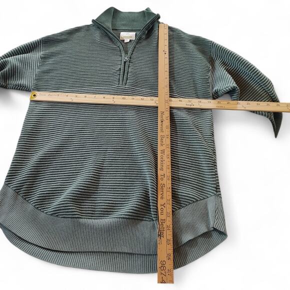 OFFLINE Aerie Real Me Ribbed Quarter Zip Sweater Athleisure Loungewear Green S - Picture 8 of 8